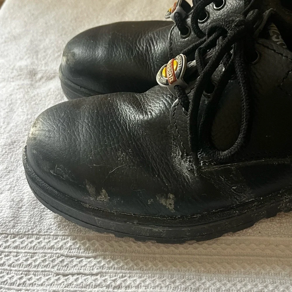 Warrior Black Leather Safety Steel Toe Shoes Sz 8
